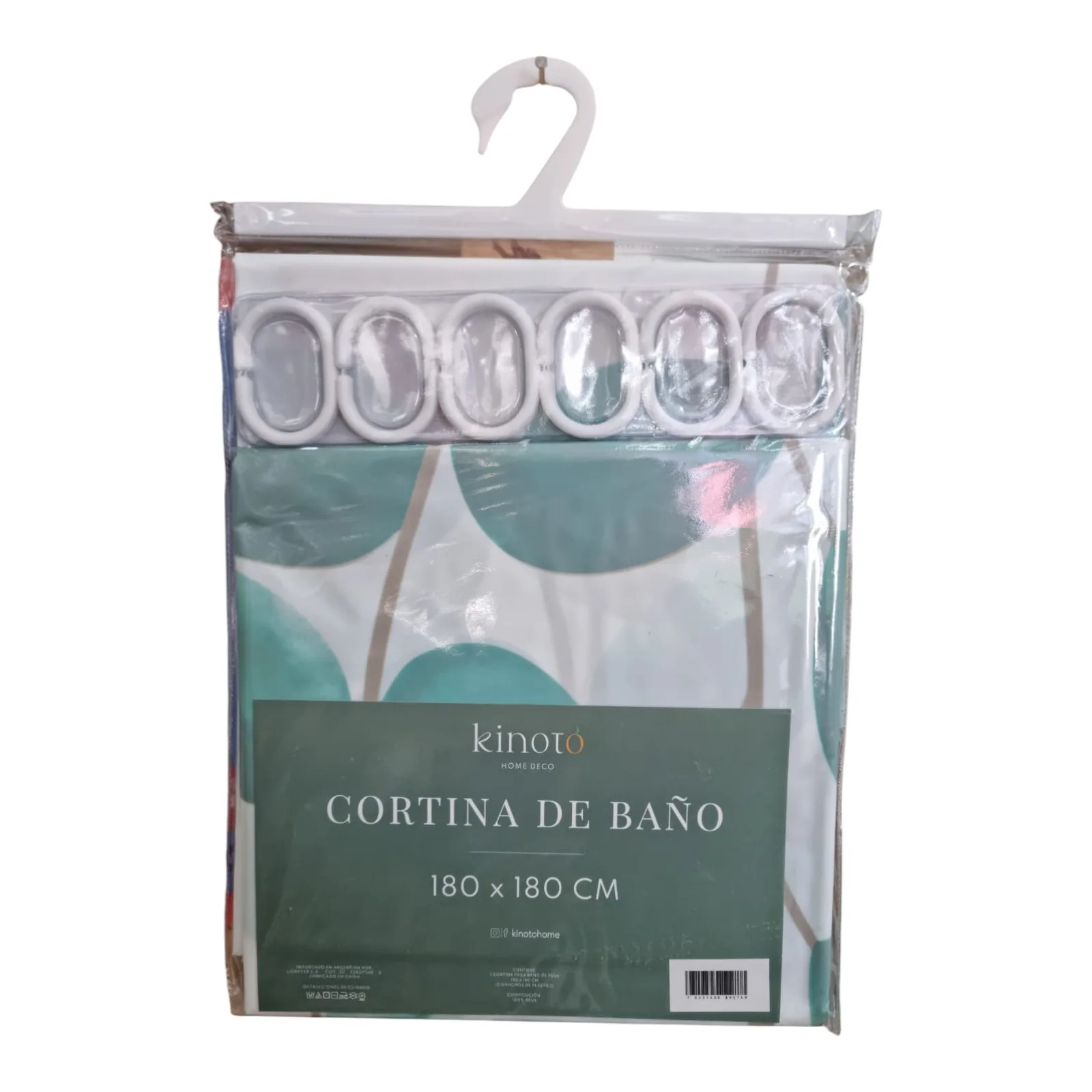 Cortina de Baño Estampada 180 X 180cm con 12 Ganchos