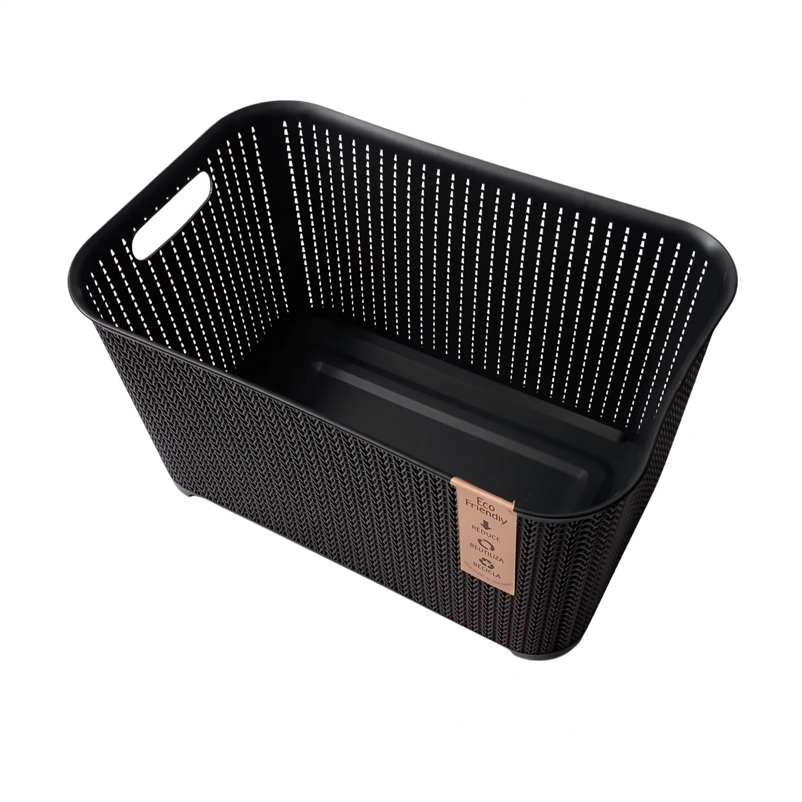 Organizador Canasto Caja Grande Eco Friendly Simil Rattan De 43 Lts
