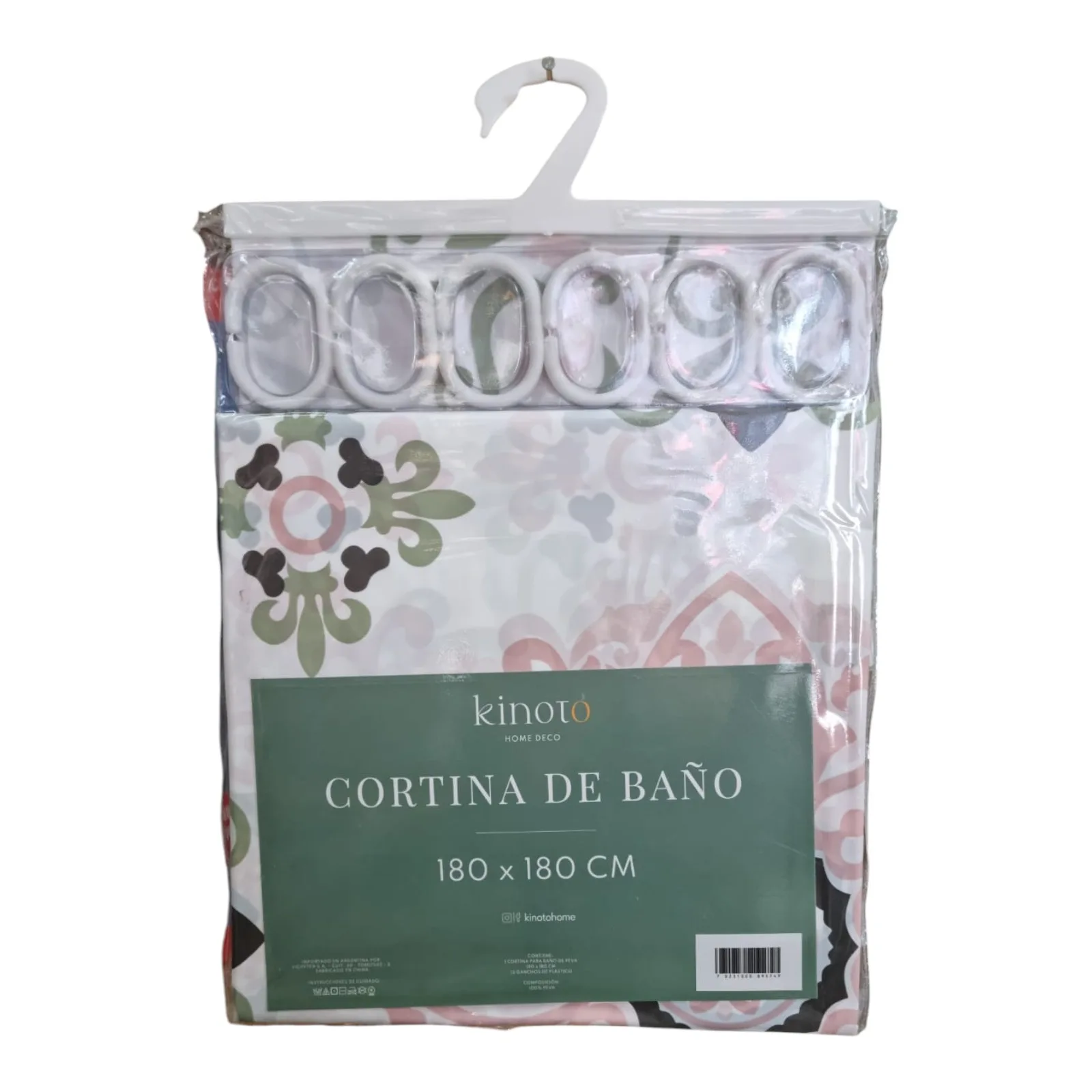Cortina de Baño Estampada 180 X 180cm con 12 Ganchos