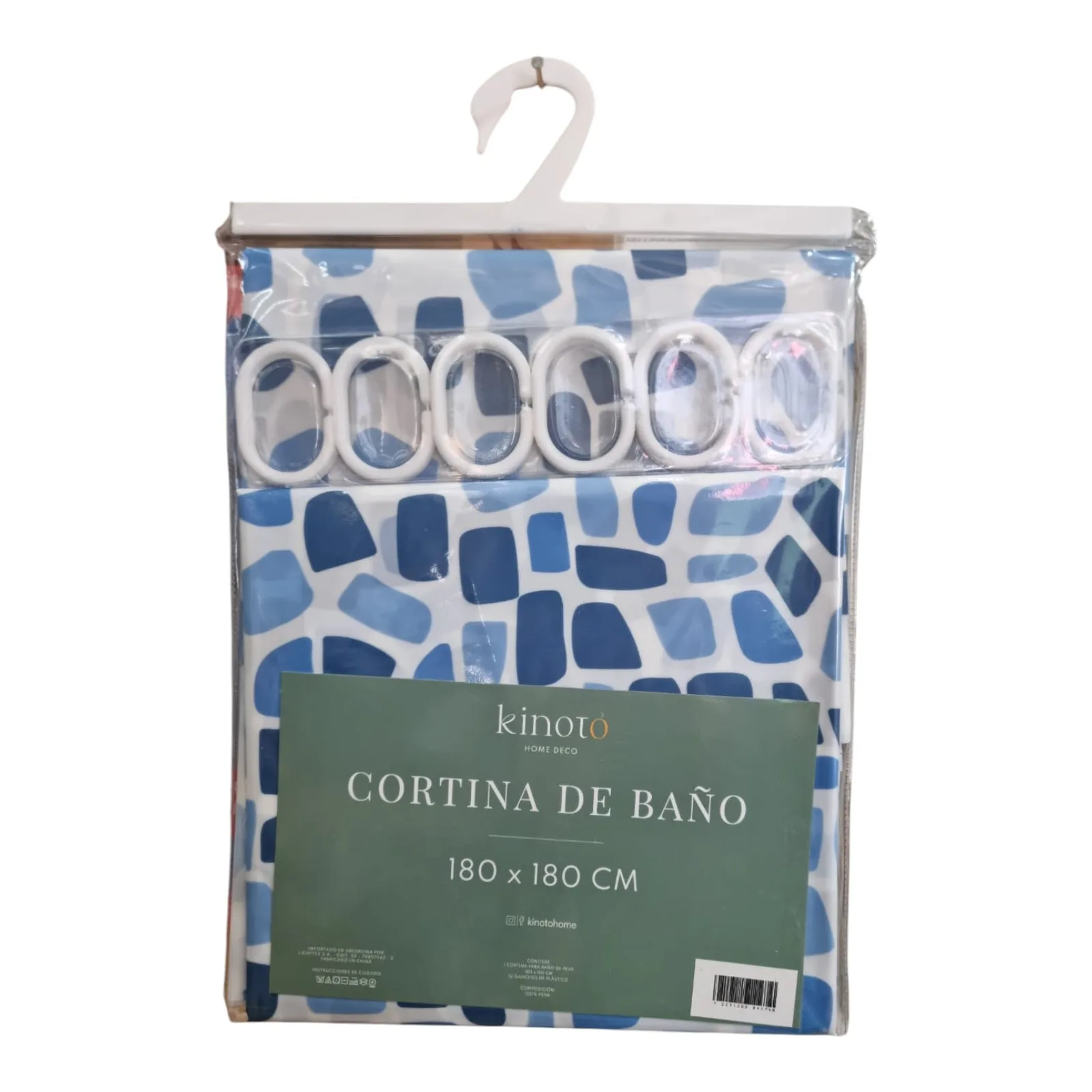 Cortina de Baño Estampada 180 X 180cm con 12 Ganchos